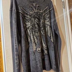 Pinc Premium Gray Long Sleeve Tee with Intricate Graphic